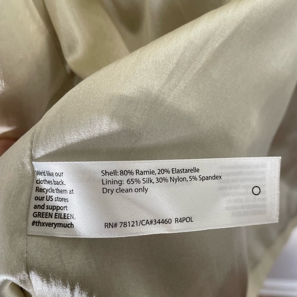 Eileen Fisher Bone Stand Up Collar Ramie Open Front Long Blazer sz. 22 - Picture 4 of 6